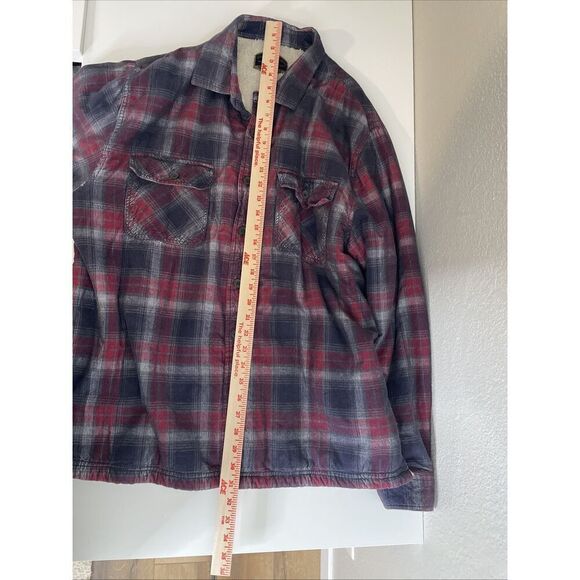 FREEDOM FOUNDRY XL Faux Fur Sherpa Lined Shacket Shirt Mens Corduroy Check Plaid - Picture 12 of 12